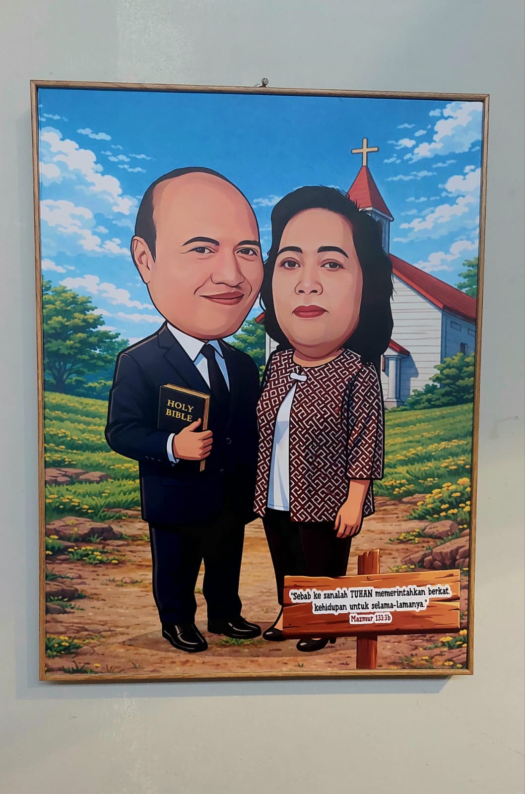 Couple framed caricature example